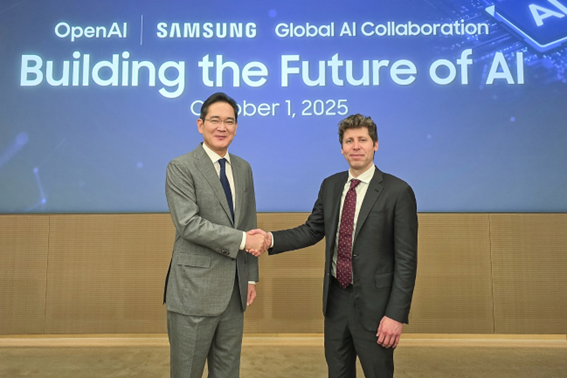 サムスンの李在鎔会長(左)とオープンAIのサム・アルトマンCEO(写真:サムスン提供) サムスンの李在鎔会長(左)とオープンAIのサム・アルトマンCEO(写真:サムスン提供)