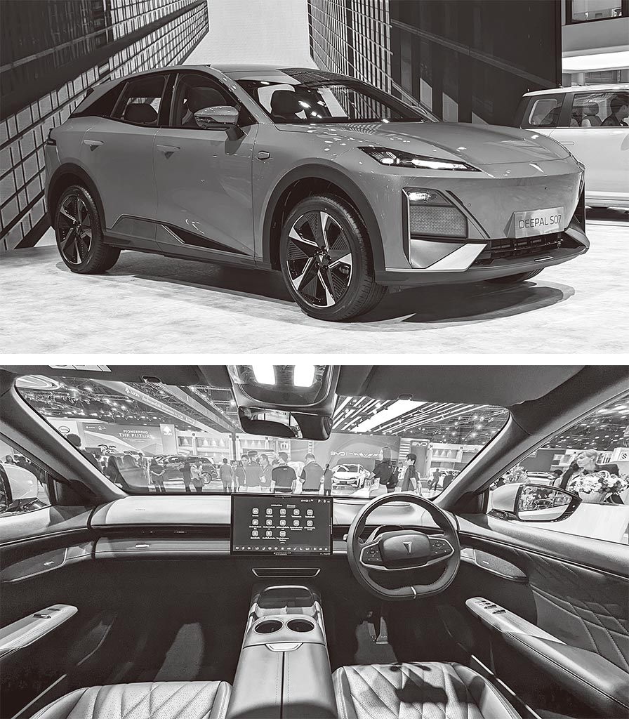 重慶長安汽車のEVブランド「Deepal」から販売されている中型SUV「S07」。外観や内装が洗練されている。（写真：筆者）