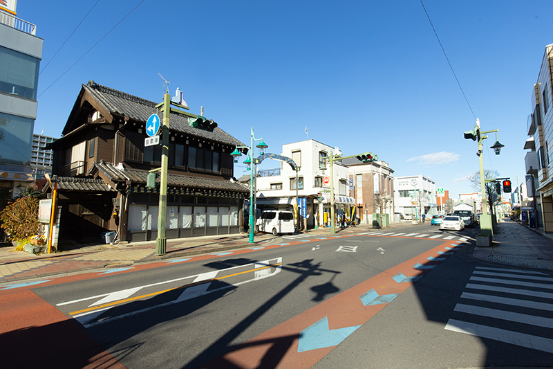 店の前を通る日光御成街道