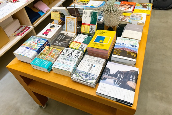 売れ筋本のコーナー。「私は丹後が大好きで、この写真集『丹後 古代史の遠いこだま』(池澤夏樹著/畠山直哉写真/河出書房新社)は傑作です。前半のエッセーと後半の写真では異なる紙が使われています」 売れ筋本のコーナー。「私は丹後が大好きで、この写真集『丹後 古代史の遠いこだま』(池澤夏樹著/畠山直哉写真/河出書房新社)は傑作です。前半のエッセーと後半の写真では異なる紙が使われています」