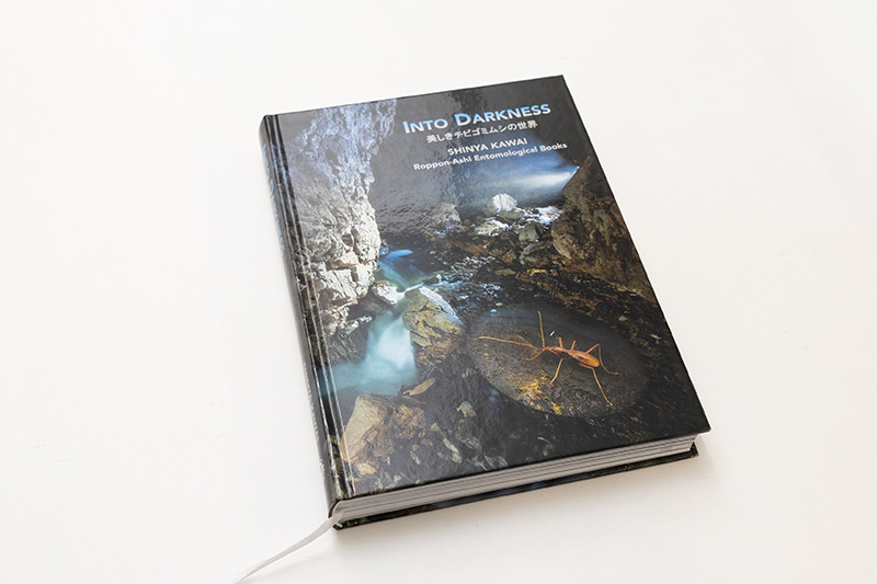 『INTO DARKNESS　美しきチビゴミムシの世界』（川井信矢著／昆虫文献 六本脚）。チビゴミムシは洞窟の中にいる目が退化した特殊な虫。川井さんは22年かけて全国142箇所の洞窟を巡り、チビゴミムシを採集してきた