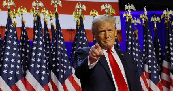 2024年11月6日、ドナルド・トランプが米大統領選挙の勝利を宣言(写真:ロイター/アフロ)