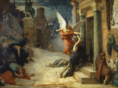 書影の作品はジュール・エリー・ドローネー『ローマのペスト』The Plague in Rome(1869)(提供:Artothek/アフロ)
