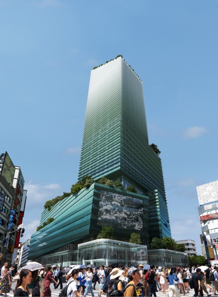 東急百貨店本店の跡地に27年度に完成する予定の複合施設「Shibuya Upper West Project(渋谷アッパー・ウエスト・プロジェクト)」(出所:東急、Image by Mir/Snøhetta)