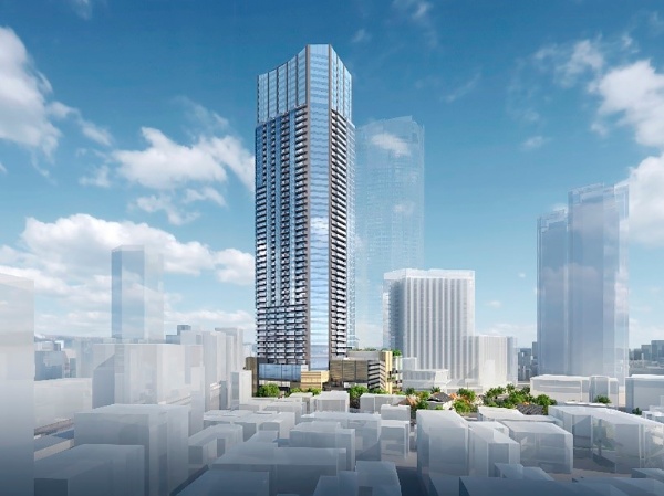 東京・西麻布に高さ約200mの超高層ビルが誕生する。総事業費は約804億円。資料は完成イメージ(出所:野村不動産、ケン・コーポレーション)