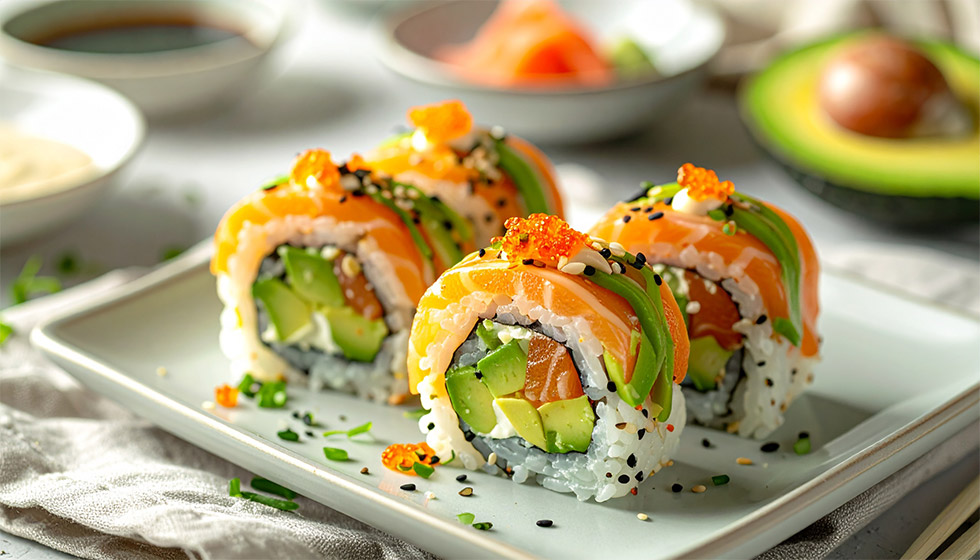 「SUSHI」の代表格とも言える「カリフォルニアロール」。本家である日本の「寿司」から“引き算”と“足し算”を行い、米国での人気を確立したユニバーサルコンセプトの好例(写真:太田隼介/stock.adobe.com)