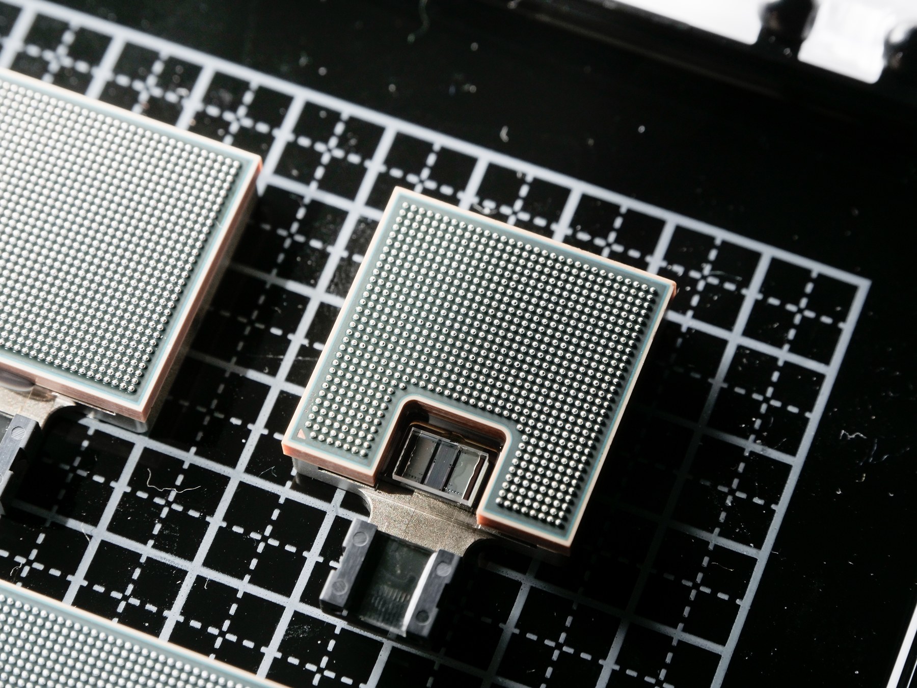 米IBMが開発する光電融合デバイスは半導体チップと同じパッケージ基板上に実装する（写真：加藤 康）