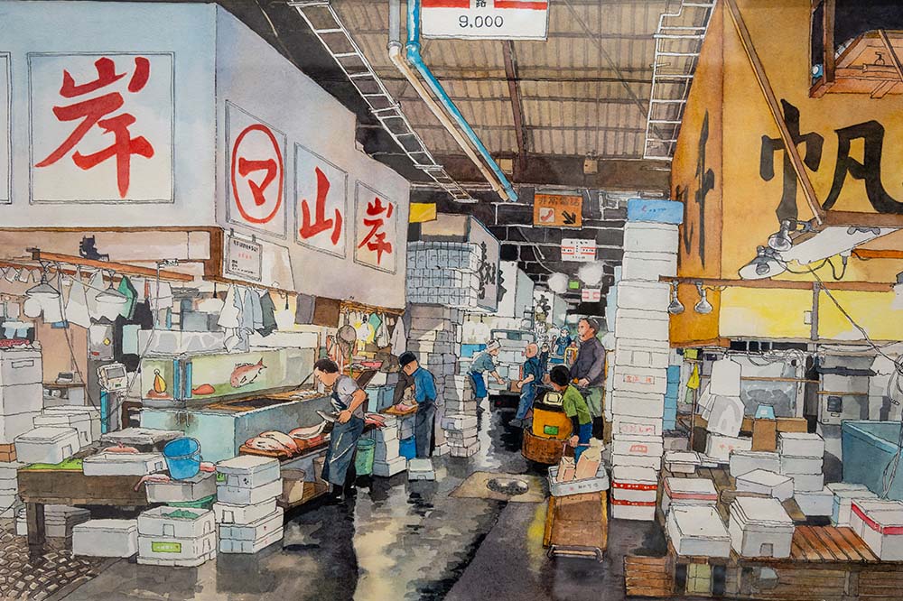 『築地市場』原画より、以下同