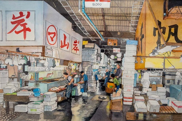 『築地市場』原画より、以下同