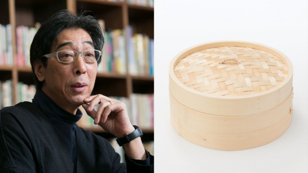 (左:金井政明・良品計画元社長 写真=的野弘路/右:「竹材 蒸篭」=無印良品サイトから)