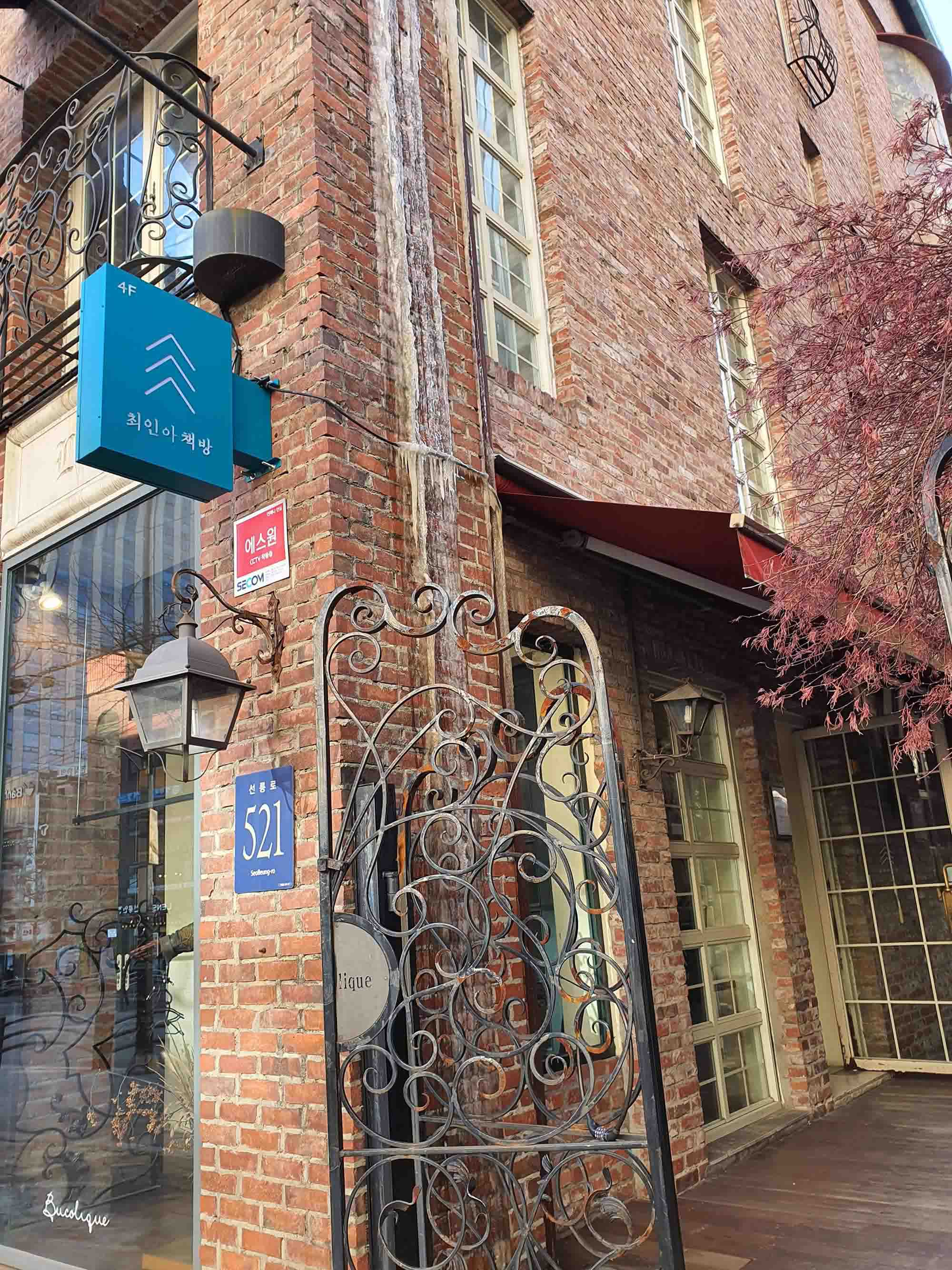 チェ・イナ本屋の入り口にある自身の名前をつけた看板。自分をブランドとして捉え、店の名前を決めた
